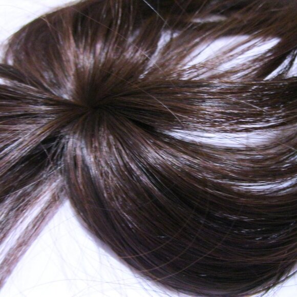 8" Clip-In Synthetic Hair TopperThinner Natural-Looking 3D Fringe Darkest Brown - Picture 4 of 8